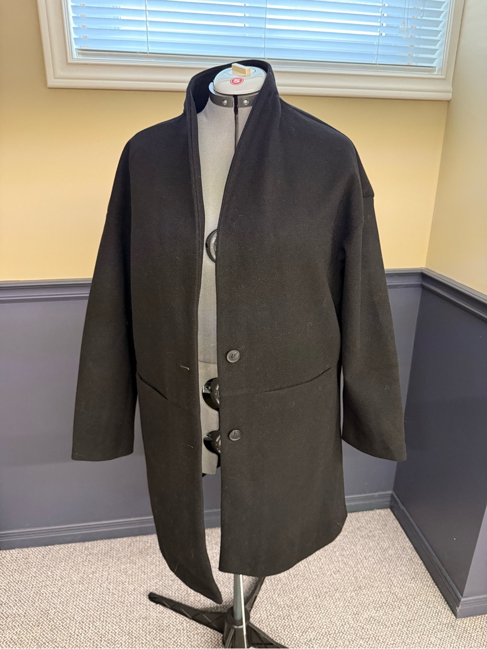 Old Navy Black Women's Pea Coat - Minimalist Collar